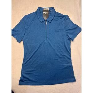 Callaway Women’s Med 1/4 Zip Opti-Dry Heather Baleine Blue SS Golf Polo NWTs